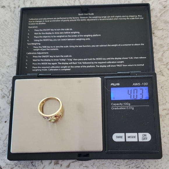 10K Yellow Gold Multi Gemstone Ring Wide Band Peridot Garnet Topaz Amethyst 4g+ - Picture 5 of 13